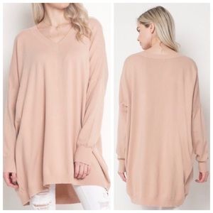LUX COLLECTION-Oversized peachy blush soft sweater
